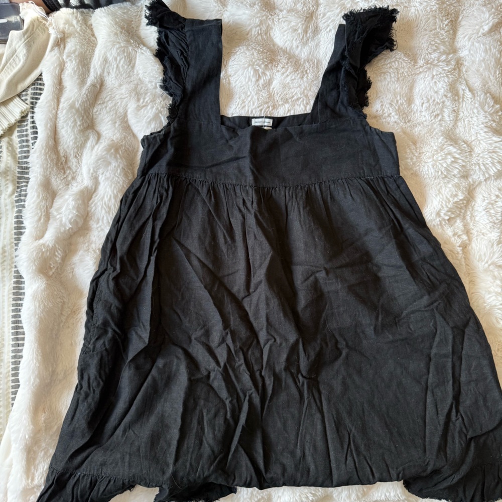 aerie Black Ruffle Sleeve Mini Dress